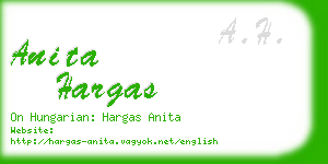 anita hargas business card